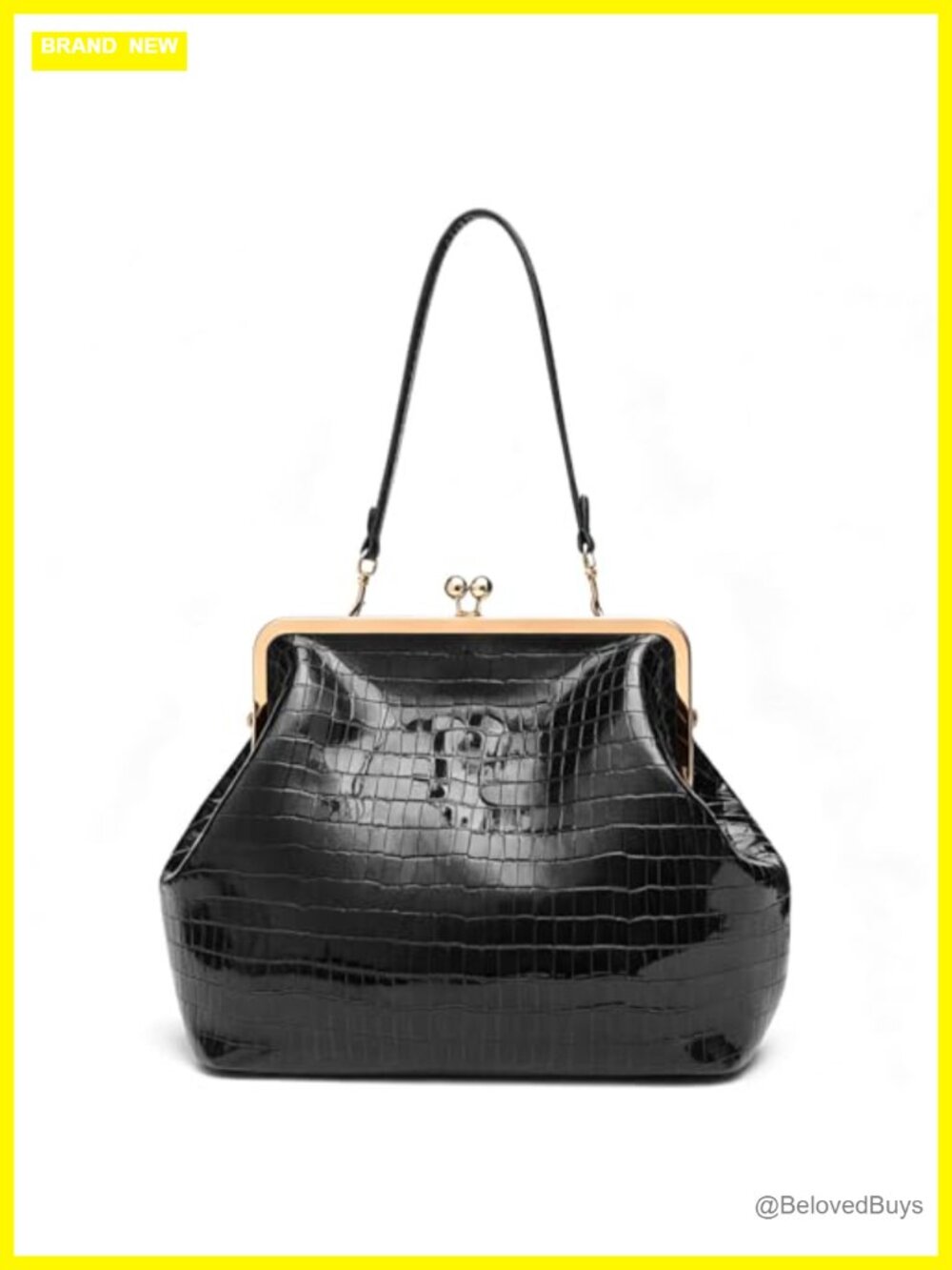 Kisslock Bag Checkered Canvas Shoulder Purse Kiss Lock Satchel Tote Handbag